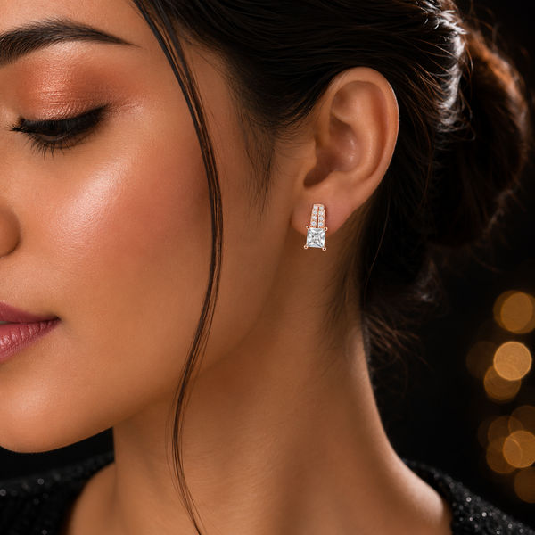 Modern prism rhodium studs
